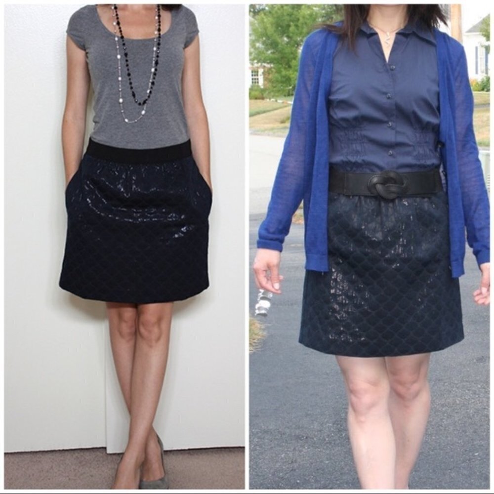 LOFT Black Quilted Skirt
